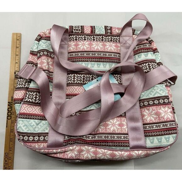 Isaac Mizrahi Tote-Duffle-Carryon-Baby-Overnight Bag-Crossb-Strap-Fair Isle-Gift - Picture 13 of 15